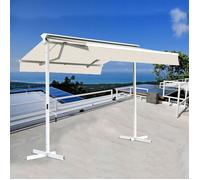 Stores bannes de terrasse double pente avec coffre sur pied - 4 x 4 m - Écru