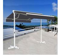 Stores bannes de terrasse double pente avec coffre sur pied - 4 x 4 m - Gris anthracite