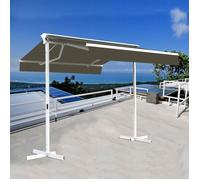 Stores bannes de terrasse double pente avec coffre sur pied - 4 x 4 m - Taupe