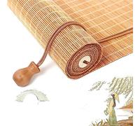 Stores en bambou naturel, stores romains en bambou, stores en bambou sans fil pour fenêtres, stores enroulables en bambou rétro intérieur extérieur, avec lève-personne, 75% d'ombrage-B1-50*110cm(W*H)