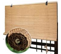 Stores en bambou occultants thermiques pour fenêtres, rideaux filtrant la lumière, stores enroulables d'intérieur/extérieur - Largeur x hauteur personnalisée