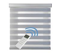 Stores enroleurs motorisé Jour Nuit Double Tissu Finitions Haut de Gamme Galerie et chaînette en Aluminium Qualité maximale pour Fenêtres et Portes Store Zébre STORESDECO Argent Premium 100x250 cm