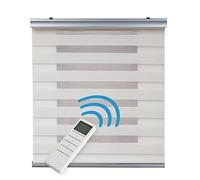 Stores enroleurs motorisé Jour Nuit Premium Double Tissu Finitions Haut de Gamme Galerie et chaînette en Aluminium Qualité maximale pour Fenêtres et Portes Store Zébre STORESDECO Lin 120x250 cm