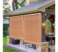 Stores enroulables en bambou pour pergolas d'extérieur - Rideaux en bois naturel tissés à la main - Décoration d'intimité pour portes et stores de balcon élégants - Protection solaire de jardin