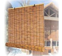 Stores enrouleurs d'extérieur en bambou - Stores filtrant la lumière sans fil de style romain pour terrasse et porche, disponibles en tailles de 40 à 160 cm (l 145 x 160 cm)