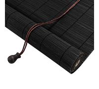 Stores enrouleurs en bambou naturel de style vintage - Protection UV et imperméable - Filtrage de la lumière - Pour intérieur/extérieur - Noir - 130 x 140 cm
