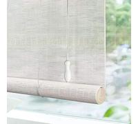 Stores enrouleurs en bambou personnalisables, rideaux de fenêtre naturels, pare-soleil thermique, volet extérieur avec élévateur, style romain, blanc (140 x 240 cm)
