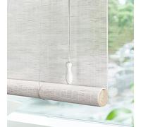 Stores enrouleurs en bambou personnalisables - Rideaux occultants blancs pour fenêtres et balcon - Protection solaire - Style romain - Cloison de séparation - 125 x 200 cm (l x H)