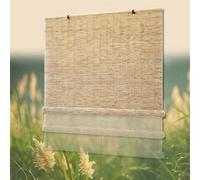 Stores enrouleurs en bambou tissés à la main - Stores romains sans fil à isolation thermique pour intérieur/extérieur et balcon - 130 x 130 cm - Séparation élégante pastorale