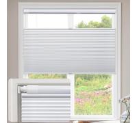 Stores plissés cellulaires sans fil sans perçage de haut en bas vers le haut pour la maison et le bureau en nid d'abeille, facile à installer, 100 cm de large x 163 cm de haut, blanc