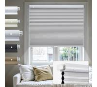 Stores plissés cellulaires sans fil, sans perçage, sans outils, occultants en nid d'abeille, isolation thermique, couleur assortie, 160 cm de large x 198 cm de haut, gris, parfait pour les fenêtres de