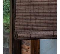 Stores romains en bambou marron filtrant la lumière 90 % pare-soleil taille personnalisée (160 x 240 cm) - Levage vertical - Traitement de fenêtre d'extérieur/intérieur - Décoration écologique pour la