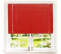 Stores Vénitien en Aluminium de Fenêtre Horizontaux sans Fil pour Intérieur Taille des Lattes de 2,5 cm sans Fil pour Intérieur Toutes Les Pièces de Montage Incluses(Rouge)