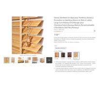 Stores Vénitiens en Bois pour Fenêtres,Stores à Enrouleur en Bambou,Stores en Bois à Lattes Large 5cm,Rideaux D'ombrage pour Chambre/Salon/Bureau/Balcon,Personnalisable (90x200cm/36Xx79in,Primary)