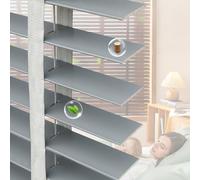 Stores Vénitiens Intérieurs Lamelle 50mm pour Fenetre, Store Venitien Bois sur Mesure Occultants D'Intimité Horizontaux Rideaux 30 42 54 60 72 90 120 132 150 180cm(Silver)