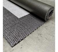 STORESDECO Tapis Vinyle Tissé Premium Haute Qualité Lavable Antidérapant Extra-Plat Résistant et Facile à Nettoyer pour Cuisine, Salon, Couloir, Intérieur et Extérieur Couleur Double Gris 140x200 cm