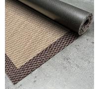 STORESDECO Tapis Vinyle Tissé Premium Haute Qualité Lavable Antidérapant Extra-Plat Résistant et Facile à Nettoyer pour Cuisine, Salon, Couloir, Intérieur et Extérieur Couleur Beige Chocolat 60x90 cm