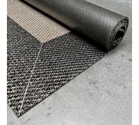 STORESDECO Tapis Vinyle Tissé Premium Haute Qualité Lavable Antidérapant Extra-Plat Résistant et Facile à Nettoyer pour Cuisine, Salon, Couloir, Intérieur et Extérieur Couleur Beige-Noir 60 x 90 cm