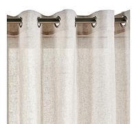 STORESDECO Translucide effet lin Rideau moderne avec œillets ou ruban pour fenêtres et portes Taille XXL 140 cm x 300 cm Beige