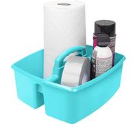 Storex 2-Compartment Large Caddy - Multipurpose Classroom Organizer with Handle, Teal, 1-Pack (00959C06C)