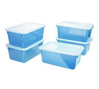 Storex 62486U05C Lot de 5 petites poubelles avec couvercle Bleu sarcelle