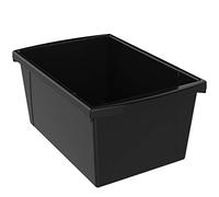 Storex Bac de rangement de 5,5 gallons - Organiseur de salle de n plastique pour livres et fournitures, noir, 1 lot (61429F06C)