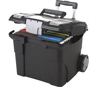 Storex Boîte de rangement à roulettes de qualité supérieure, noir/gris (61507A01C)