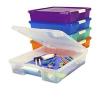 Storex Lot de 5 boîtes de projet en plastique, 38,7 x 33,7 x 8,3 cm, teintes assorties, 63202U05C