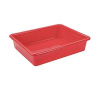 Storex Lot de 5 Plateaux de Rangement Plats Format Lettre avec Couvercle Anti-encliquetage pour Salle de ureau et Maison, Rouge (62537A05C)