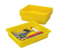 Storex Lot de 5 Plateaux de Rangement Plats Format Lettre - Bac de Rangement pour Salle de ureau et Maison, Jaune, Lot de 5 (62519A05C)