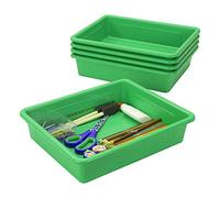 Storex Lot de 5 Plateaux de Rangement Plats Format Lettre - Bac de Rangement pour Salle de ureau et Maison, Vert, Lot de 5 (62520A05C)