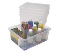 Storex Lot de 5 plateaux de rangement profonds format lettre - Bac de rangement pour salle de ureau et maison, incassable, transparent (62532U05C)