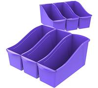 Storex Lot de 6 grandes corbeilles à livres en plastique emboîtables pour la maison, le bureau et la salle de classe, violet, 71103A06C