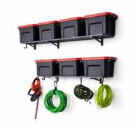 StoreYourBoard Étagère murale de garage | Lot de 2 étagères murales de garage robustes de 30,5 cm de profondeur x 118,1 cm de long | Étagère murale en acier avec crochets, 90,7 kg chacune / 181,4 kg