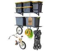 StoreYourBoard Lot de 2 étagères murales robustes - Étagères murales de rangement et organisation pour abris de jardin, placards ou buanderies - Peut supporter 90,7 kg, 0,3 x 1,2 m, gris martelé