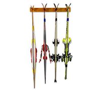 StoreYourBoard Support à Skis en Bois, 4 Paires de Rangement pour Skis, système de Montage en Bois pour la Maison et Le Garage, Bois (Naturel)