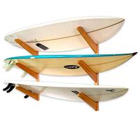 StoreYourBoard Support mural pour planche de surf en bois, peut contenir 3 planches de surf, système de montage de rangement pour la maison en bois, (Naturel)