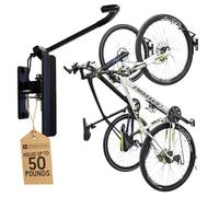 StoreYourBoard Support mural pour vélo | Support mural pour vélo | Support mural vertical pour vélo avec butée pivotante à 124° | Lot de 2, pneus max 6,6 cm, capacité de 23 kg, noir