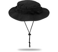 Storfisk fishing & more Chapeau de brousse Boonie - En matériau Ripstop - Avec œillets d'aération - Mentonnière - Noir - Medium