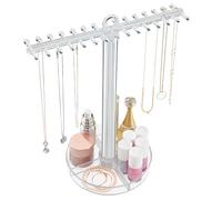 STORi Organiseur de bijoux à suspendre en plastique transparent | Peut contenir 30 colliers individuels sur les pinces et trie les petits bijoux dans le support divisé en bas | Fabriqué aux États-Unis