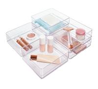 STORi SimpleSort - Lot de 6 organiseurs de tiroir empilables transparents | Plateaux carrés de 15,2 x 15,2 x 5,1 cm | Petits bacs de rangement pour maquillage et séparateurs de tiroir de bureau |