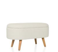 hjh LIVING Banc avec Espace de Rangement, Tissu bouclé Teddy STORIANO Scandi Banc rembourré avec Couvercle pour Salon Chambre Couloir, Blanc