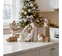 Storieme Ensemble de 9 pièces pour crèche de Noël: santons de 19 cm de la Sainte Famille - Décorations de naissance de Jésus traditionnelles et religieuses faites à la main pour table, cheminée, sapin