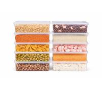 StoriGo Lot de 10 boîtes de conservation alimentaire en plastique de 2 L avec couvercles, sans BPA, empilables, réutilisables, hermétiques, étanches, durables, passent au micro-ondes, au congélateur