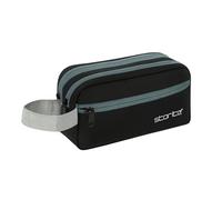 Storite Trousse de toilette de voyage multi-poches en polyester de 9 cm pour homme et femme, 2 compartiments principaux avec poche avant et une poche secrète - Noir, Noir, Accessoires de voyage