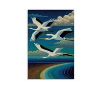 Stork Flying Over The Sea - Yayoi Kusama Poster décoratif sur toile - Art mural pour salon, chambre à coucher, art mural - Impression d'image moderne - Décoration de chambre familiale - 40 x 60 cm