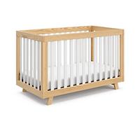 STORKCRAFT Beckett Berceau Convertible 3 en 1 (Naturel avec Lattes Blanches) - Se transforme en lit bébé en lit d'enfant et lit de Jour, s'adapte aux Matelas de Berceau Standard de Taille complète,