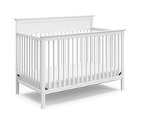 Storkcraft Carmel - Berceau convertible 5 en 1 (blanc) - Certifié GREENGUARD Gold, se transforme en lit d'enfant et lit complet, convient aux matelas de berceau standard de taille complète, 4 hauteurs