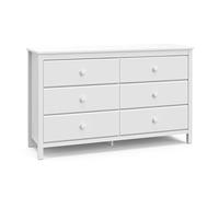 Storkcraft Commode double Alpine à 6 tiroirs (blanc) - Certifiée GREENGUARD Gold, commode pour chambre d'enfant, commode à 6 tiroirs, commode pour enfants, commode de chambre d'enfant, commode