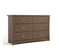 Storkcraft Crescent Commode double avec 6 tiroirs (écrou azelnut) certifiée GREENGUARD, table à langer à 6 tiroirs, commode pour enfants